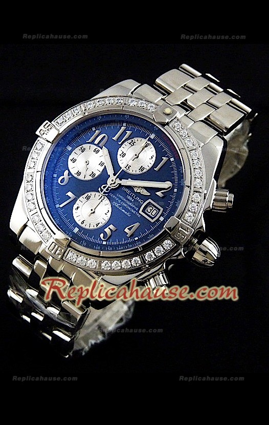 Breitleng Chronomat Evolution Reproducción Reloj Suizo con Diamantes en Bisel