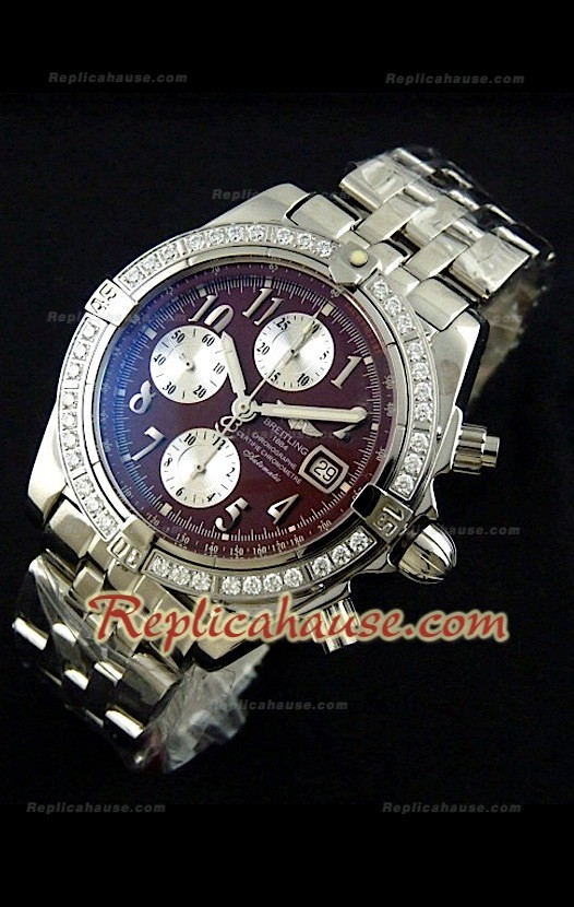 Breitleng Chronomat Evolution Reproducción Reloj Suizo con Diamantes en Bisel