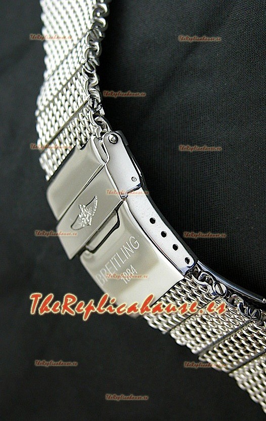 Breitling de acero inoxidable sólido 440 pulido, malla con doble traba Breitling 