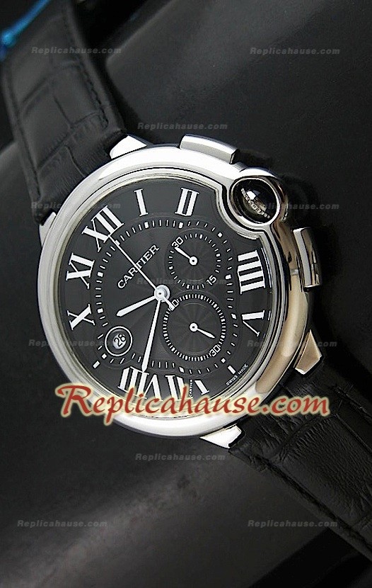 Ballon De Cartier Reproducción Reloj Suizo - Automático de 42MM con Esfera de color Negro