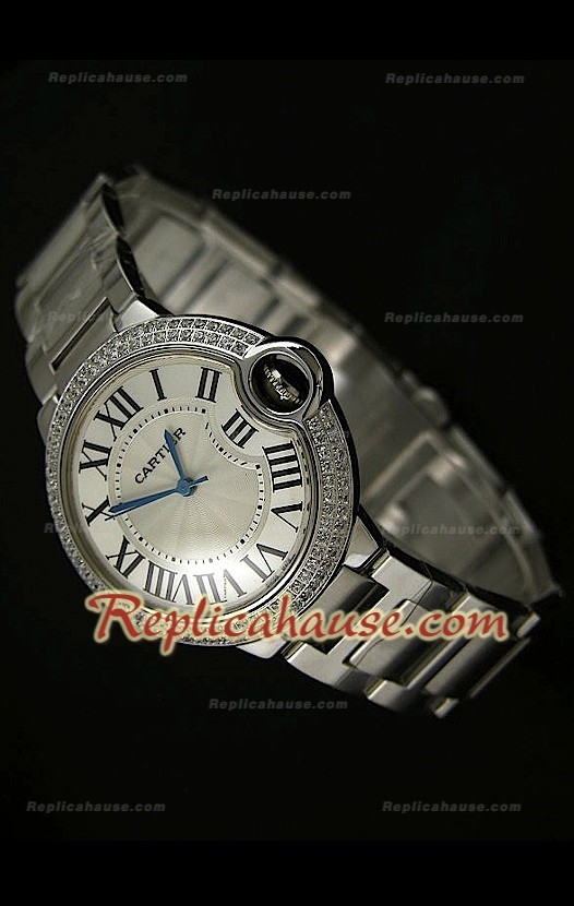 Ballon De Cartier Reproducción Reloj Suizo - Reloj Mediano de Acero - 38MM