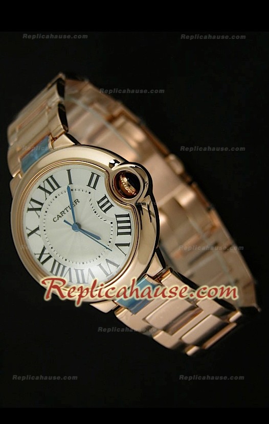 Ballon De Cartier Reproducción Reloj Suizo - Mediano - de Oro Rosa 38MM