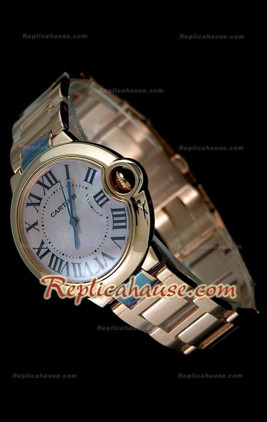 Ballon De Cartier Reproducción Reloj Suizo - Mediano- De Oro Rosa 38MM