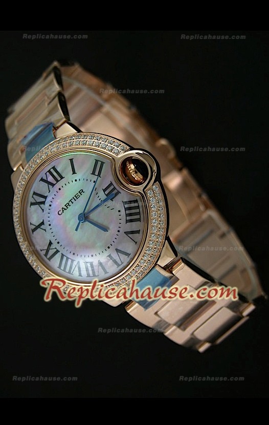 Ballon De Cartier Reproducción Reloj Suizo - Mediano- Esfera Perla Multi Color- 38MM