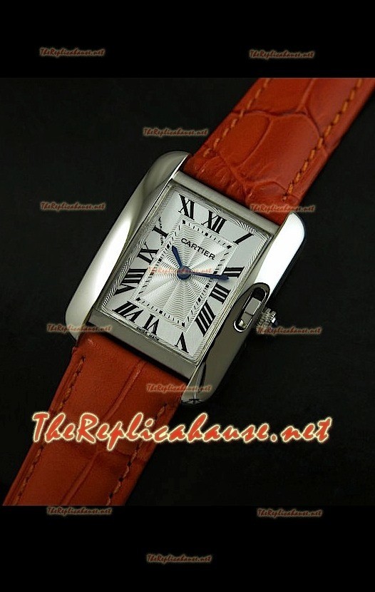 Cartier Tank Française para damas malla marrón claro con estuche de acero