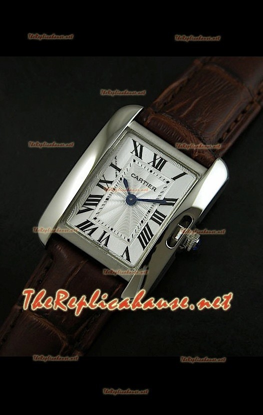 Cartier Tank Française para damas malla marrón con estuche de acero.