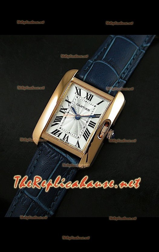 Cartier Tank Française para damas malla púrpura con estuche dorado