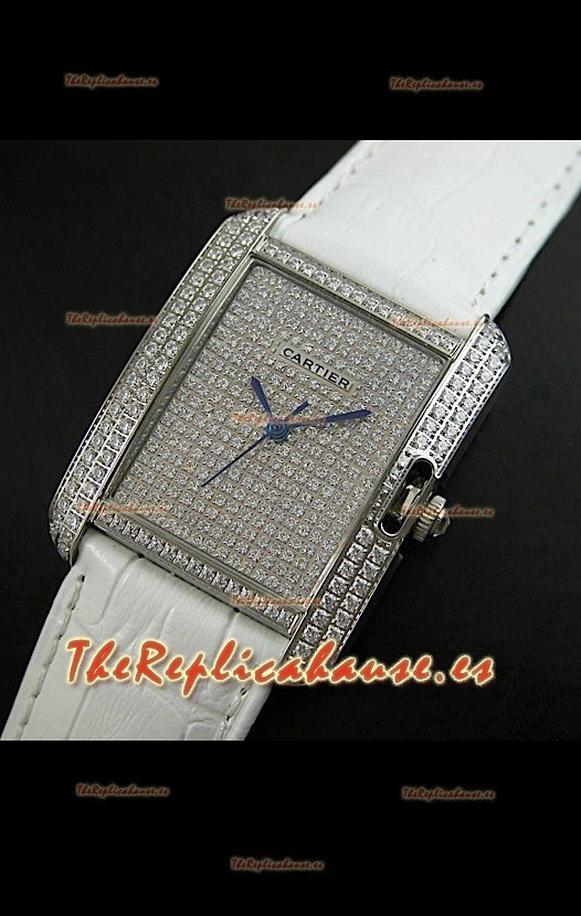 Cartier Tank para damas Réplica Cascasa de acero/Malla blanca
