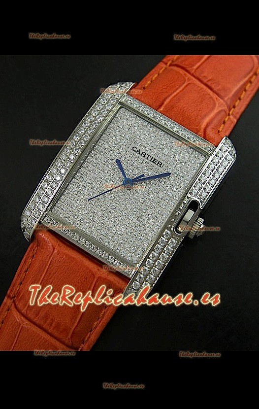 Cartier Tank para damas Réplica Cascasa de acero/Malla marrón