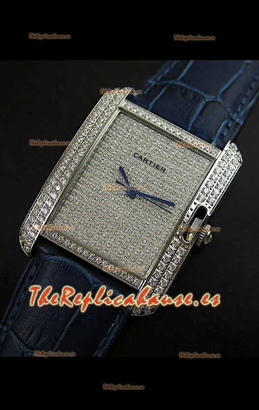Cartier Tank Anglaise para damas Réplica Cascasa de acero/Malla púrpura