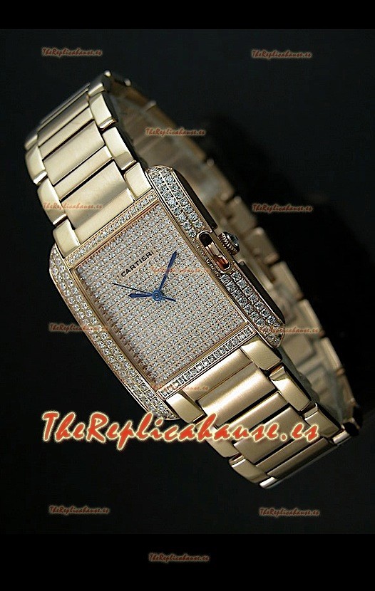 Cartier Tank Anglaise para damas Réplica Cascasa de oro amarillo/Malla 