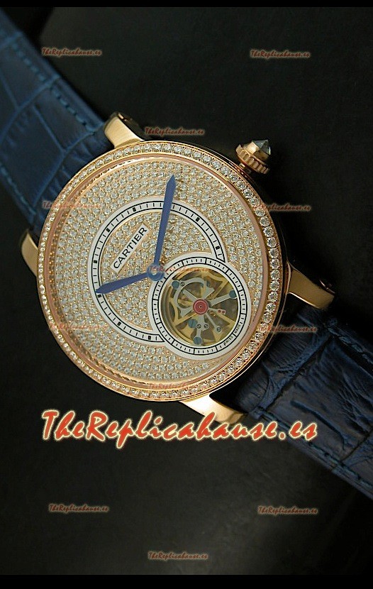 Ronde De Cartier Turbillón Réplica Carcasa de oro rosado/Malla púrpura 