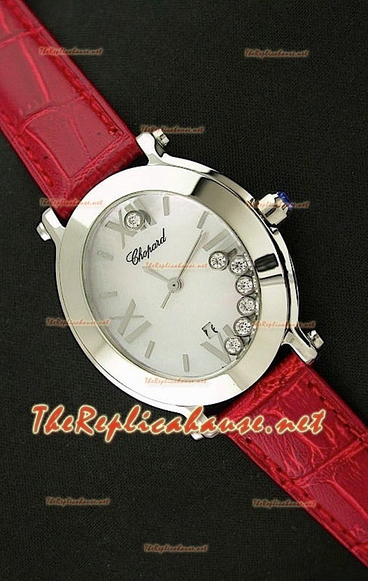 Chopard Happy Sport Reloj Japonés Señoras en Correa de Piel Roja