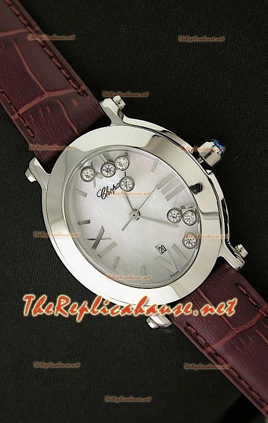 Chopard Happy Sport Reloj Japonés Señoras en Correa de Piel Marrón