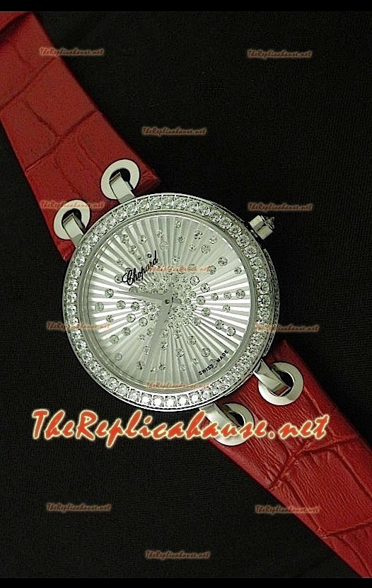 Chopard Xtraveganza Reloj para Señoras con Diamantes Incrustados en Carcasa y Correa Marrón 