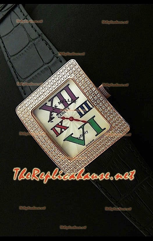 Franck Muller enfenity Réplica Reloj Señoras en Oro Rosa con Diamantes en Carcasa