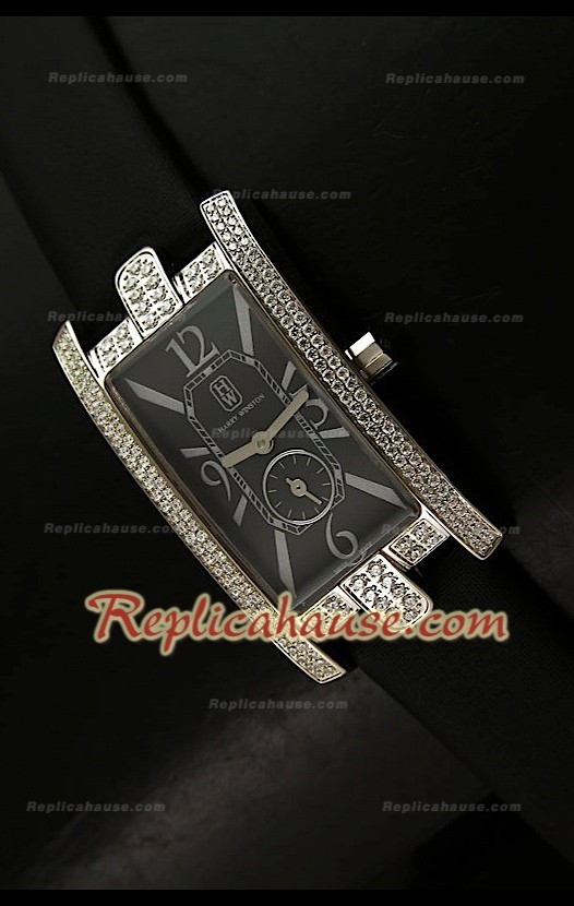 Harry Wenston Avenue C Reloj con Esfera Negro Perla 