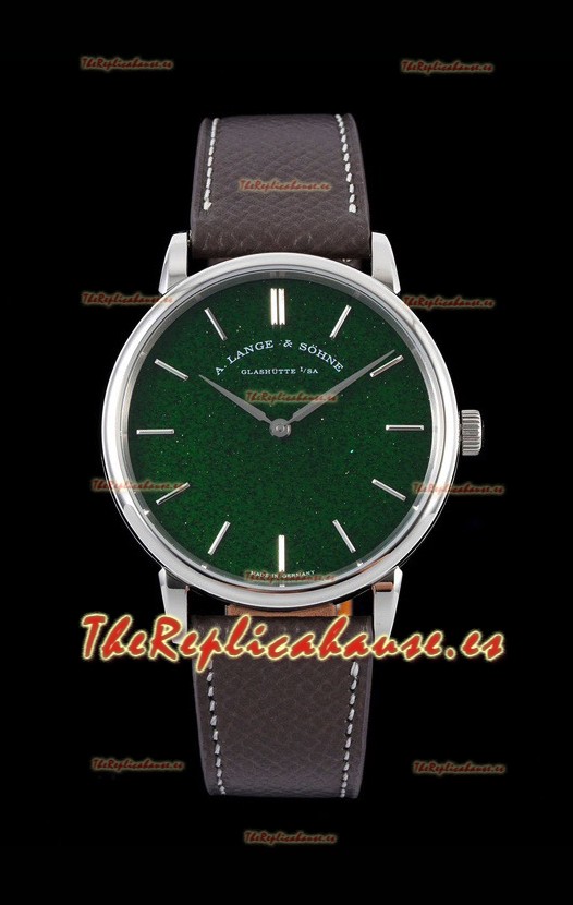 A.Lange & Sohne Saxonia Thin Reloj Réplica Suizo Caja de acero Dial verde