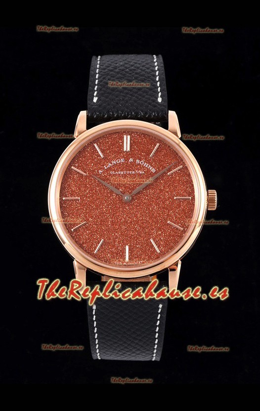 A.Lange & Sohne Saxonia Thin Reloj Réplica Suizo Caja en Oro Rosado Dial Estrellado