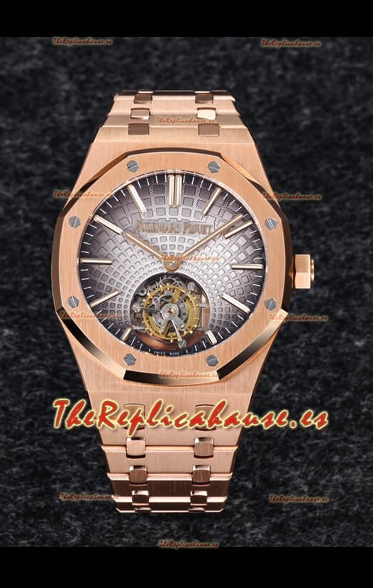 Audemars Piguet Royal Oak Flying Tourbillon 41mm in 904L Oro Rosado con Dial Gris