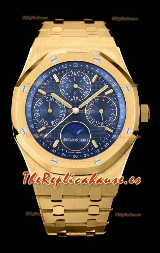Audemars Piguet Royal Oak Calendario Perpetuo Replica Suizo Acero 904L Caja en Oro Amarillo