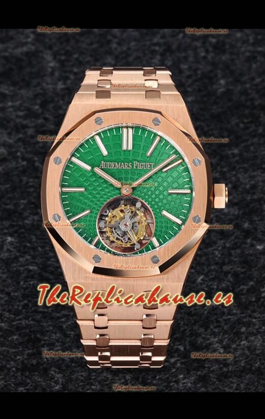 Audemars Piguet Royal Oak Flying Tourbillon 41mm en 904L Oro Rosado con Dial Verde
