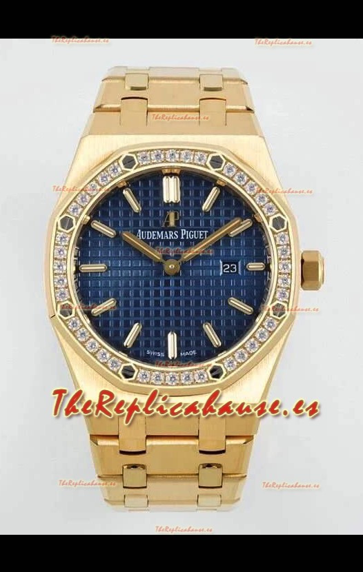 Audemars Piguet Royal Oak 33MM Oro Amarillo Dial Azul Reloj Réplica Espejo 1:1