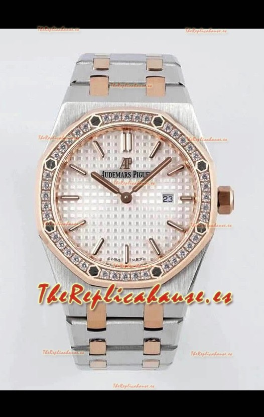 Audemars Piguet Royal Oak 33MM Caja de Dos Tonos Dial Blanco Reloj Réplica Espejo 1:1