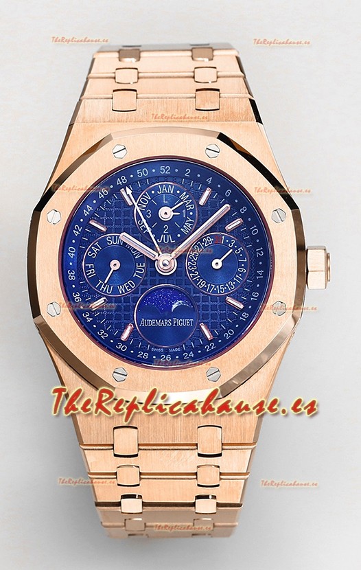 Audemars Piguet Royal Oak Calendario Perpetuo Réplica Suiza Acero 904L Caja en Oro Rosado