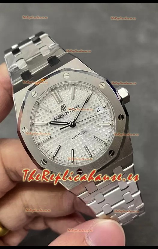 Audemars Piguet Royal Oak 37MM Dial Blanco Acero 904L Reloj en Movimiento 3120 - Réplica a Espejo 1:1