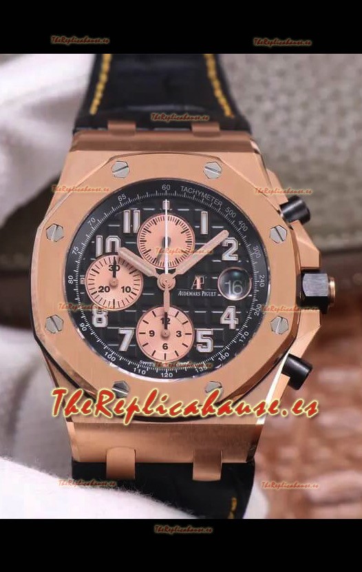 Audemars Piguet Royal Oak Offshore Cronógrafo de Acero 904L chapado en Oro Rosado a Espejo 1: 1 Movimiento 3126