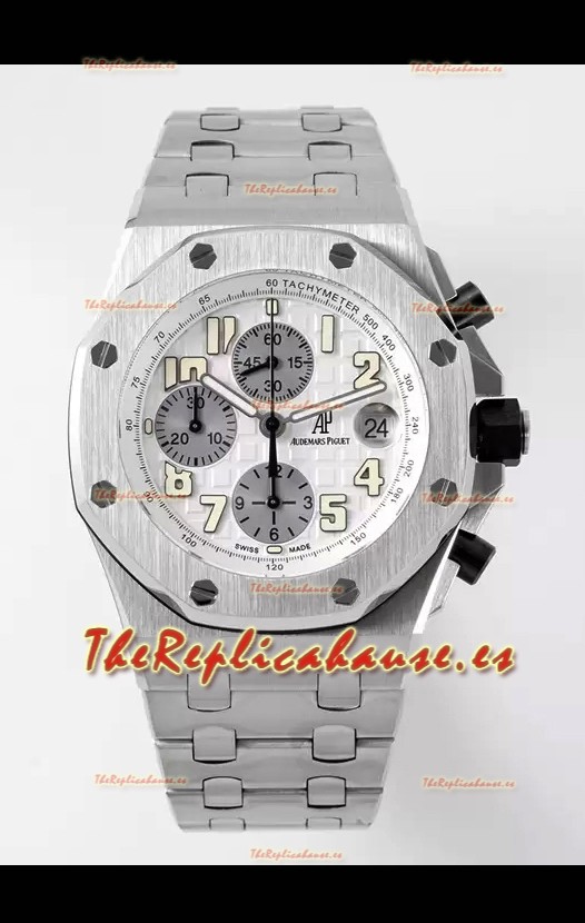 Audemars Piguet Royal Oak Offshore Dial Blanco Cronógrafo Reloj Réplica a Espejo 1:1 - Acero 904L