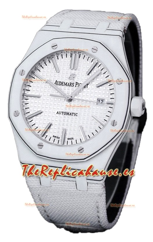 Audemars Piguet Royal Oak Ref.15400 Reloj con Caja de Carbono Forjado Dial Blanco en Réplica Espejo 1:1