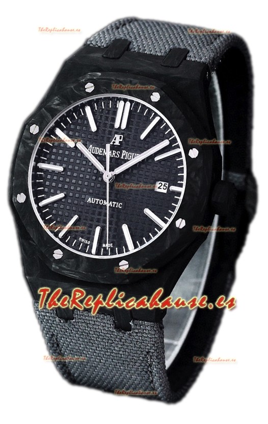 Audemars Piguet Royal Oak Ref.15400 Reloj con Caja de Carbono Forjado Dial Negro en Réplica Espejo 1:1