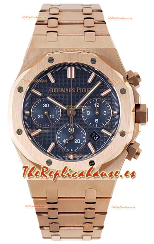 Audemars Piguet Royal Oak Chronograph Réplica Espejo 1:1 - Caja Oro Rosado Dial Azul in 41MM