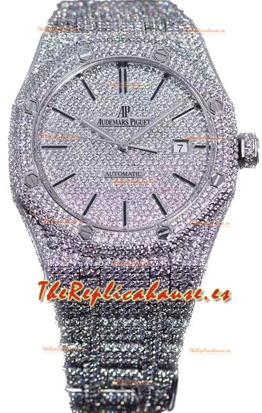 Audemars Piguet Royal Oak 15400 Iced Out Dial Stick Caja en Acero Inoxidable Reloj Réplica Suiza