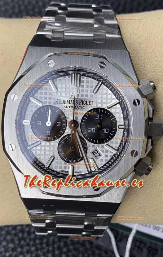 Audemars Piguet Royal Oak Chronograph Dial Blanco Correa Acero Reloj Réplica Suiza