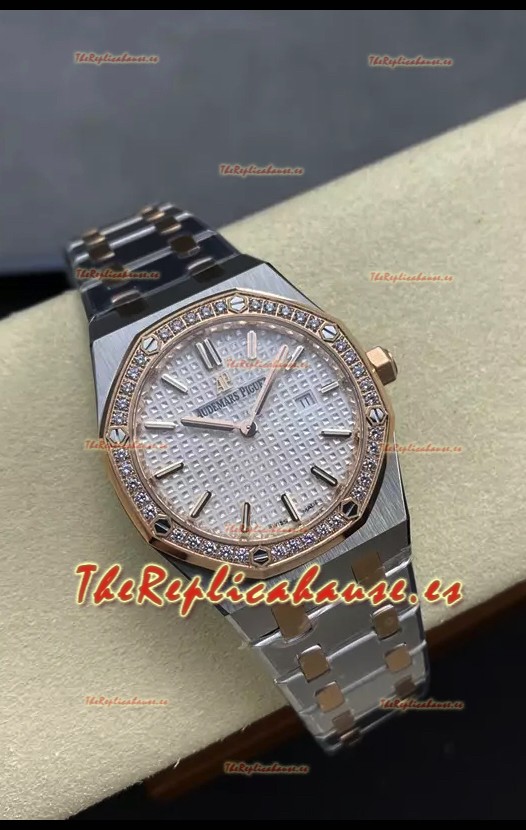 Audemars Piguet Royal Oak 33MM Caja Dos Tonos Dial Blanco Reloj Réplica Espejo 1:1