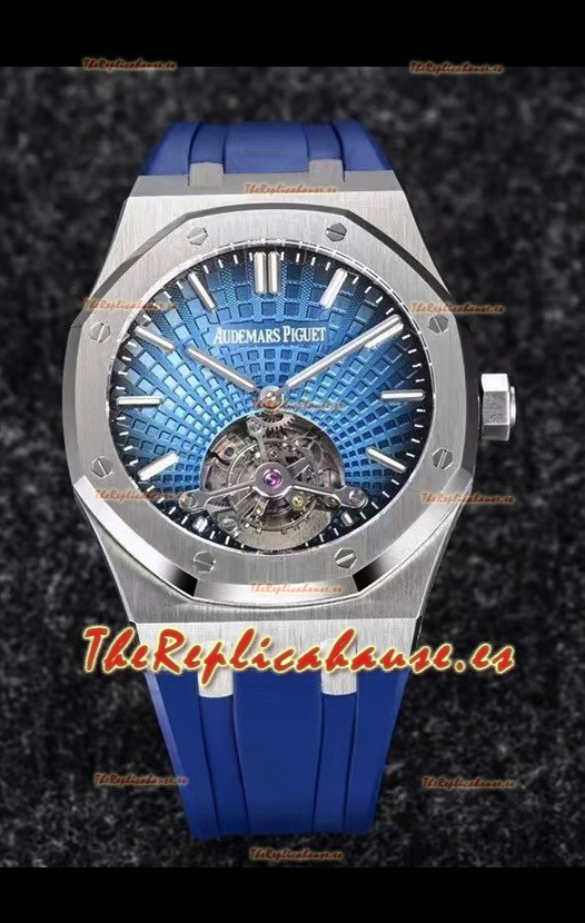 Audemars Piguet Royal Oak Tourbillon 41mm en Caja 904L - Dial Azul tipo Tapisserie Réplica última 1:1