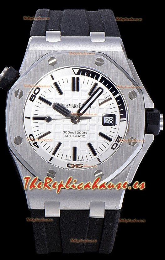Audemars Piguet Royal Oak Diver Reloj Réplica Suizo Dial Blanco 1:1 Movimiento Calidad 3120 Acero 904L