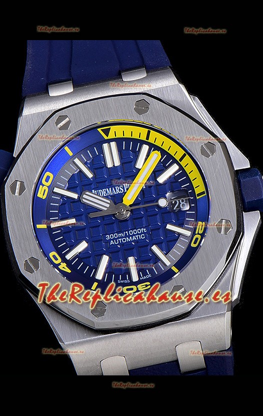 Audemars Piguet Royal Oak Reloj Réplica Suizo de Buzo Dial Azul de Acero 904L 1:1 Movimiento Calidad 3120 