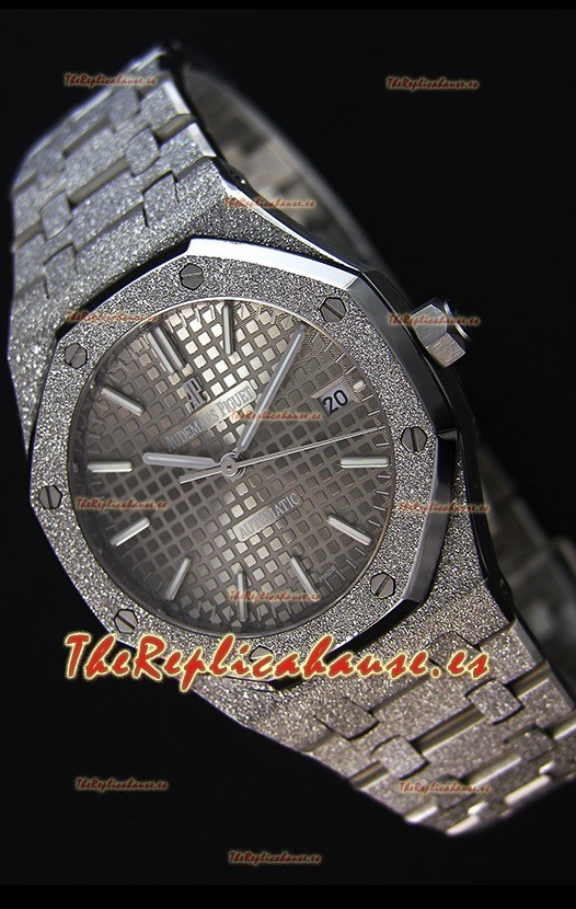 Audemars Piguet Royal Oak Frosted Reloj Réplica a Espejo 1:1 Oro Blanco de Cuerda Automática Dial Gris