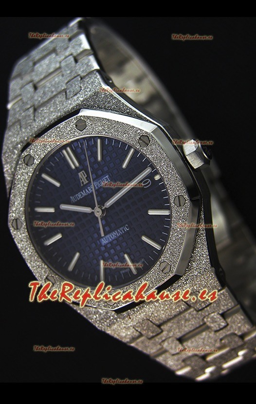 Audemars Piguet Royal Oak Frosted Self-Winding Reloj Réplica a espejo 1:1 con Dial en Oro Blanco color Azul