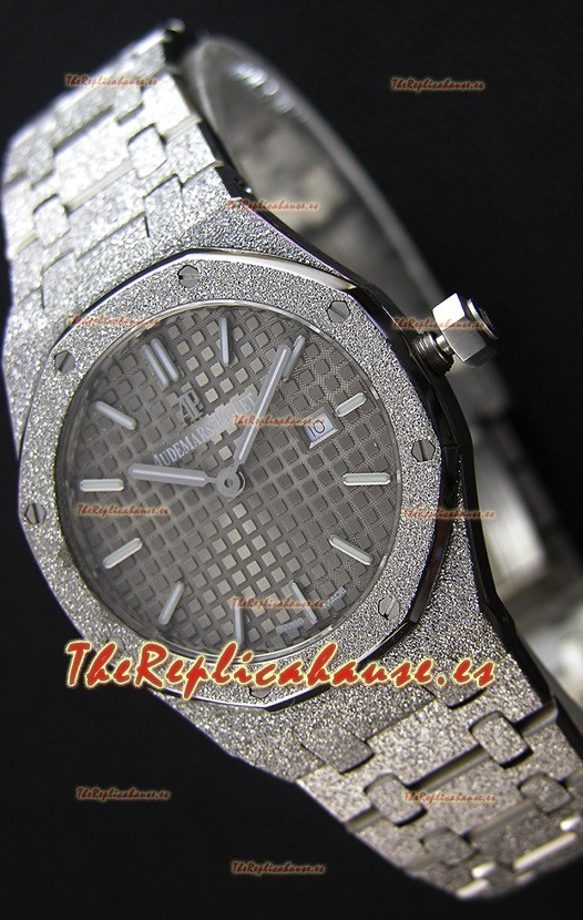 Audemars Piguet Royal Oak Frosted Reloj Réplica 1:1 de Cuarzo Suizo en Oro Amarillo y Dial Gris 33MM