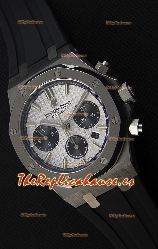 Audemars Piguet Royal Oak Reloj Réplica Suizo Cronógrafo Dial Blanco Correa de Goma
