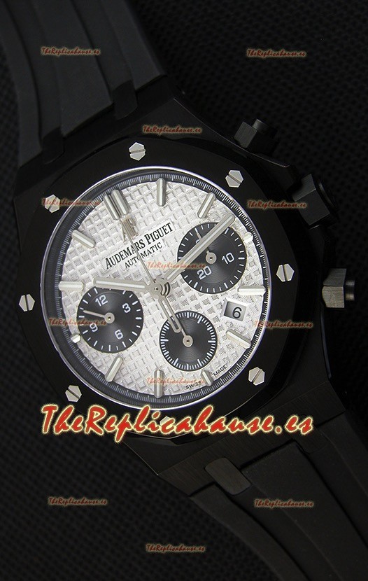 Audemars Piguet Royal Oak Reloj Réplica Suizo Cronógrafo Dial Plateado Subdiales color Negro