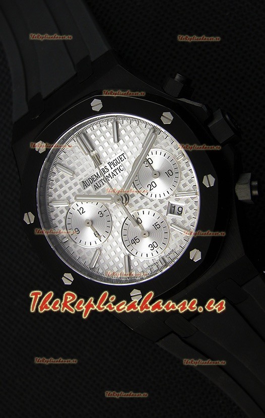 Audemars Piguet Royal Oak Reloj Réplica Suizo Cronógrafo Dial Plateado Subdiales color Blanco