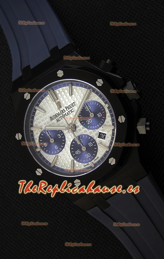 Audemars Piguet Royal Oak Reloj Réplica Suizo Cronógrafo Dial Plateado Subdiales color Azul