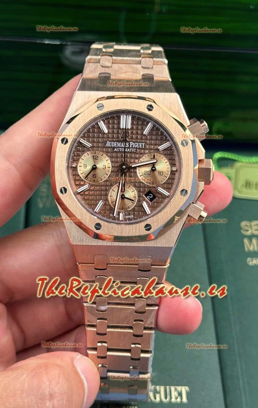 Audemars Piguet Royal Oak Chronograph Réplica Espejo 1:1 - Caja Oro Rosado Dial Marrón en 41MM