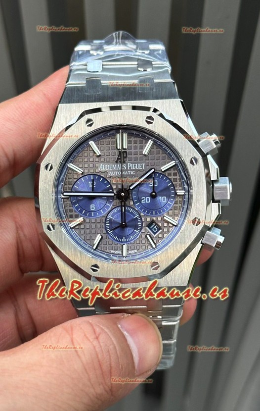 Audemars Piguet Royal Oak Chronograph Dial Gris Correa Acero Reloj Réplica Suizo